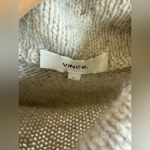 Vince Funnel Neck Wool Blend Flecked Sweater • L - Picture 5 of 6